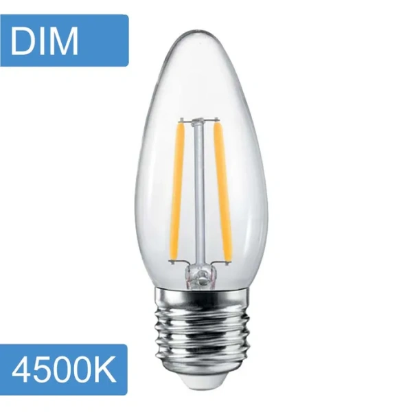 Globe Candle C35 4w LED Filament - Dim - E27 - 4500K